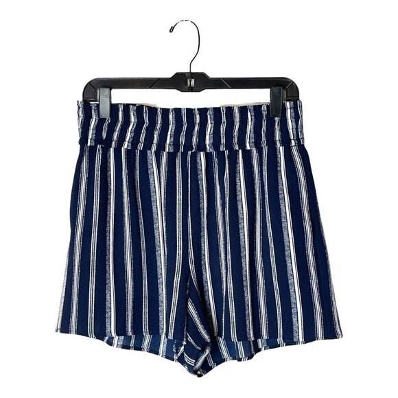 Waverly Grey Pants - Waverly Grey Violet Shorts Women Large Blue White Striped Elastic Waist NWT